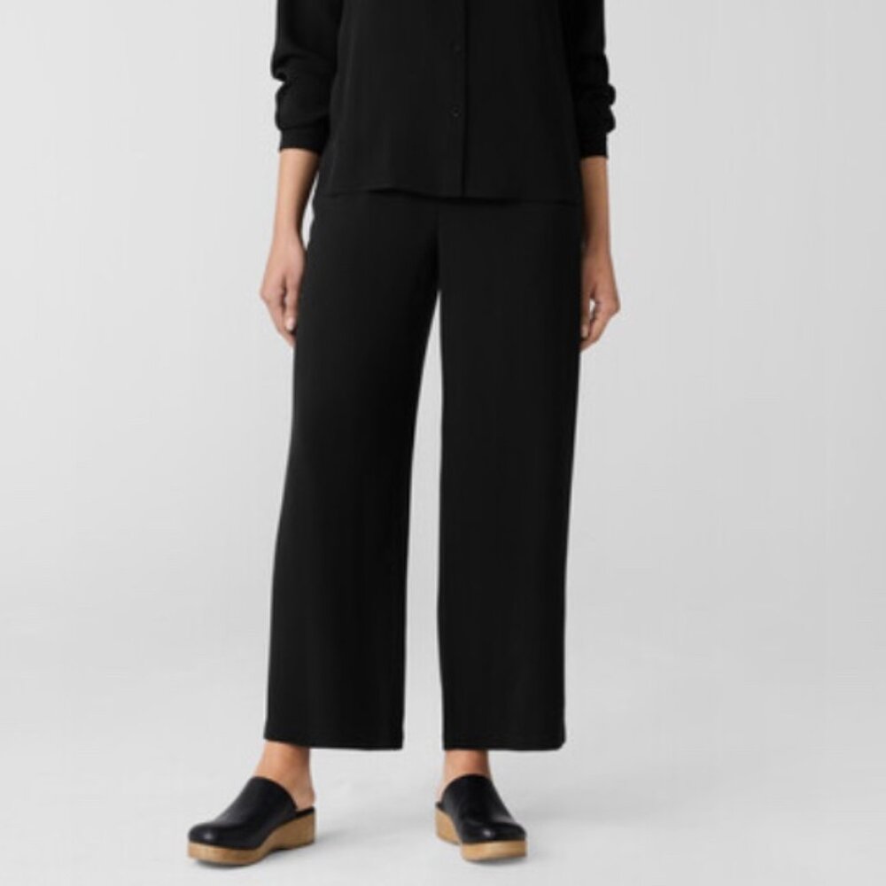 NWT Eileen Fisher Silk Georgette Crepe Straight Crop Pant